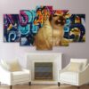 british shorthair brown cat - Animal 5 Panel Canvas Art Wall Decor