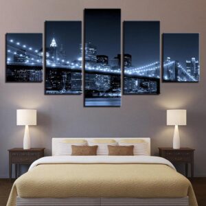 brooklyn bridge 05 - Nature 5 Panel Canvas Art Wall Decor