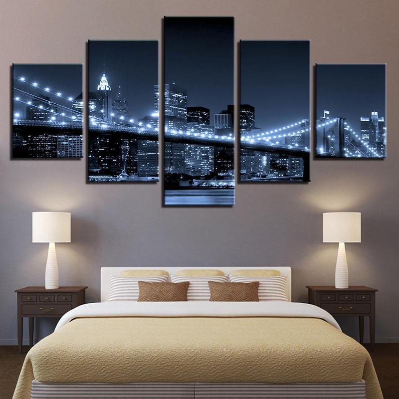 brooklyn bridge 05 - Nature 5 Panel Canvas Art Wall Decor brooklyn bridge 05 - Nature 5 Panel Canvas Art Wall Decor