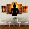 buddha backlight Zen Yoga - Religion 5 Panel Canvas Art Wall Decor