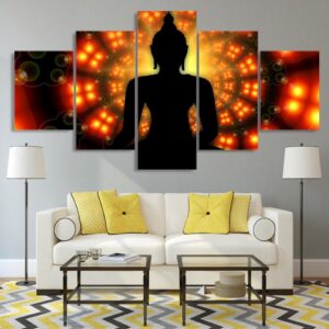 buddha backlight - Religion 5 Panel Canvas Art Wall Decor