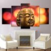 buddha conflict doll face - Religion 5 Panel Canvas Art Wall Decor