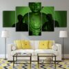 buddha statue green background - Religion 5 Panel Canvas Art Wall Decor