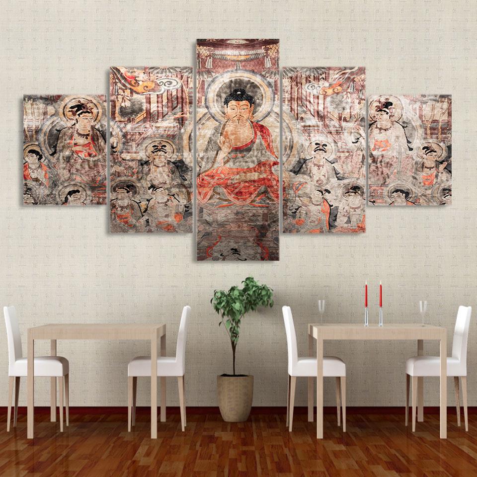 buddhas group vintage - Religion 5 Panel Canvas Art Wall Decor buddhas group vintage - Religion 5 Panel Canvas Art Wall Decor