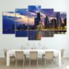busy city chicago evening - Nature 5 Panel Canvas Art Wall Decor