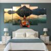 calm lake kayak on water - Space 5 Panel Canvas Art Wall Decor