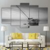 calm lake sailing boat - Space 5 Panel Canvas Art Wall Decor