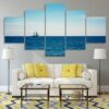calm sea sailing boat seascape - Space 5 Panel Canvas Art Wall Decor