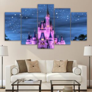 castle and starry sky - Movie 5 Panel Canvas Art Wall Decor