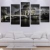 castle lake - Nature 5 Panel Canvas Art Wall Decor