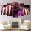 castle with fireworks - Nature 5 Panel Canvas Art Wall Decor