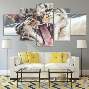 cat kute 01 - Animal 5 Panel Canvas Art Wall Decor