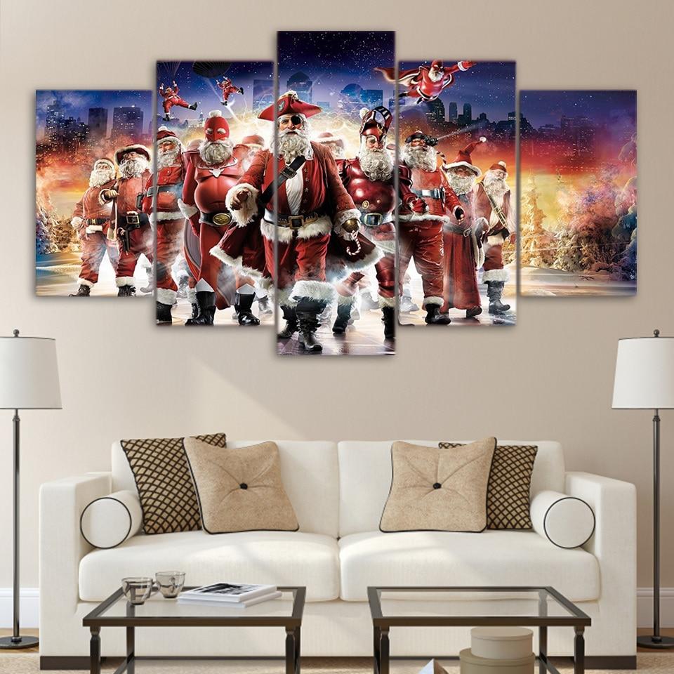 characters in santa claus suit - Abstract 5 Panel Canvas Art Wall Decor characters in santa claus suit - Abstract 5 Panel Canvas Art Wall Decor