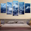 cloud blue sky - Nature 5 Panel Canvas Art Wall Decor