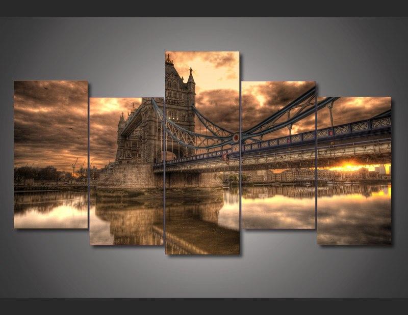 clouds above tower bridge - Nature 5 Panel Canvas Art Wall Decor clouds above tower bridge - Nature 5 Panel Canvas Art Wall Decor