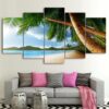 coast palm trees beach seascape - Space 5 Panel Canvas Art Wall Decor
