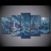 cold snow windows - Nature 5 Panel Canvas Art Wall Decor