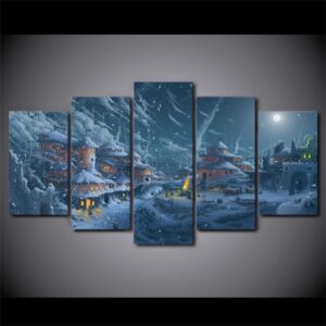 cold snow windows - Nature 5 Panel Canvas Art Wall Decor