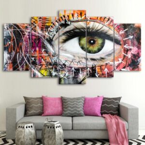 colorful eye Graffiti - Abstract 5 Panel Canvas Art Wall Decor