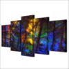 colorful forest tree - Nature 5 Panel Canvas Art Wall Decor