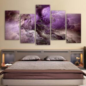 colors unreal clouds - Abstract 5 Panel Canvas Art Wall Decor