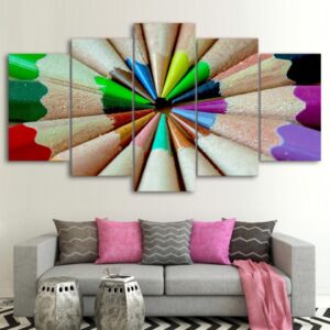 colour sharp pencil - Abstract 5 Panel Canvas Art Wall Decor