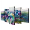 cow calf sheep - Abstract Animal 5 Panel Canvas Art Wall Decor
