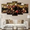 crowd christmas decoration festival - Nature 5 Panel Canvas Art Wall Decor