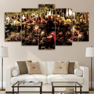 crowd christmas decoration festival - Nature 5 Panel Canvas Art Wall Decor