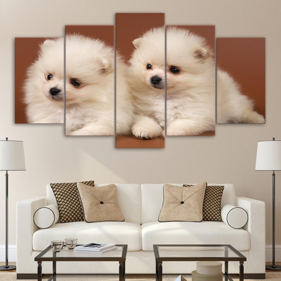 cute two small dogs - Animal 5 Panel Canvas Art Wall Decor cute two small dogs - Animal 5 Panel Canvas Art Wall Decor