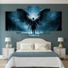 dark angel with wings -Anime 5 Panel Canvas Art Wall Decor