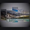 dark clouds snow mountain lake - Nature 5 Panel Canvas Art Wall Decor