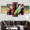 deadpool mask gun automatic 01 - DC 5 Panel Canvas Art Wall Decor