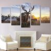 deer 10 - Animal 5 Panel Canvas Art Wall Decor