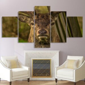 deer facial features - Animal 5 Panel Canvas Art Wall Decor