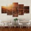 deer in snow 01 - Animal 5 Panel Canvas Art Wall Decor
