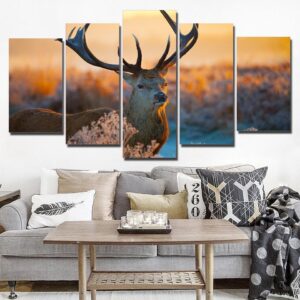 deer reindeer - Animal 5 Panel Canvas Art Wall Decor