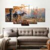 deer vintage - Animal 5 Panel Canvas Art Wall Decor