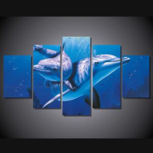 delfin - Animal 5 Panel Canvas Art Wall Decor