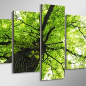 derevo listya vetka zelenyy - Nature 5 Panel Canvas Art Wall Decor
