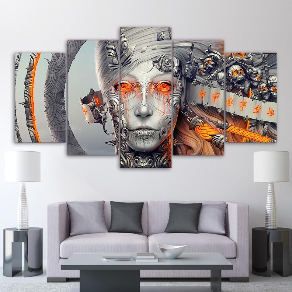 devushka metall robot - Abstract 5 Panel Canvas Art Wall Decor devushka metall robot - Abstract 5 Panel Canvas Art Wall Decor