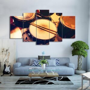 drum set music instrument - Music 5 Panel Canvas Art Wall Decor