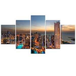 dubai skyline tile coaster - Nature 5 Panel Canvas Art Wall Decor