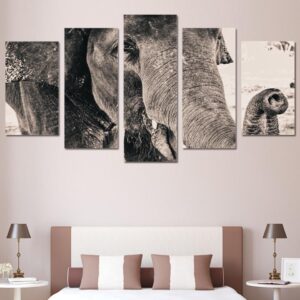 elephant 20 - Animal 5 Panel Canvas Art Wall Decor