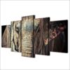 elephant close up face trunk ears - Animal 5 Panel Canvas Art Wall Decor