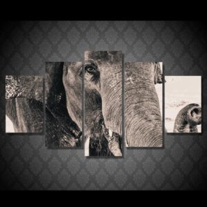 elephant side face - Animal 5 Panel Canvas Art Wall Decor