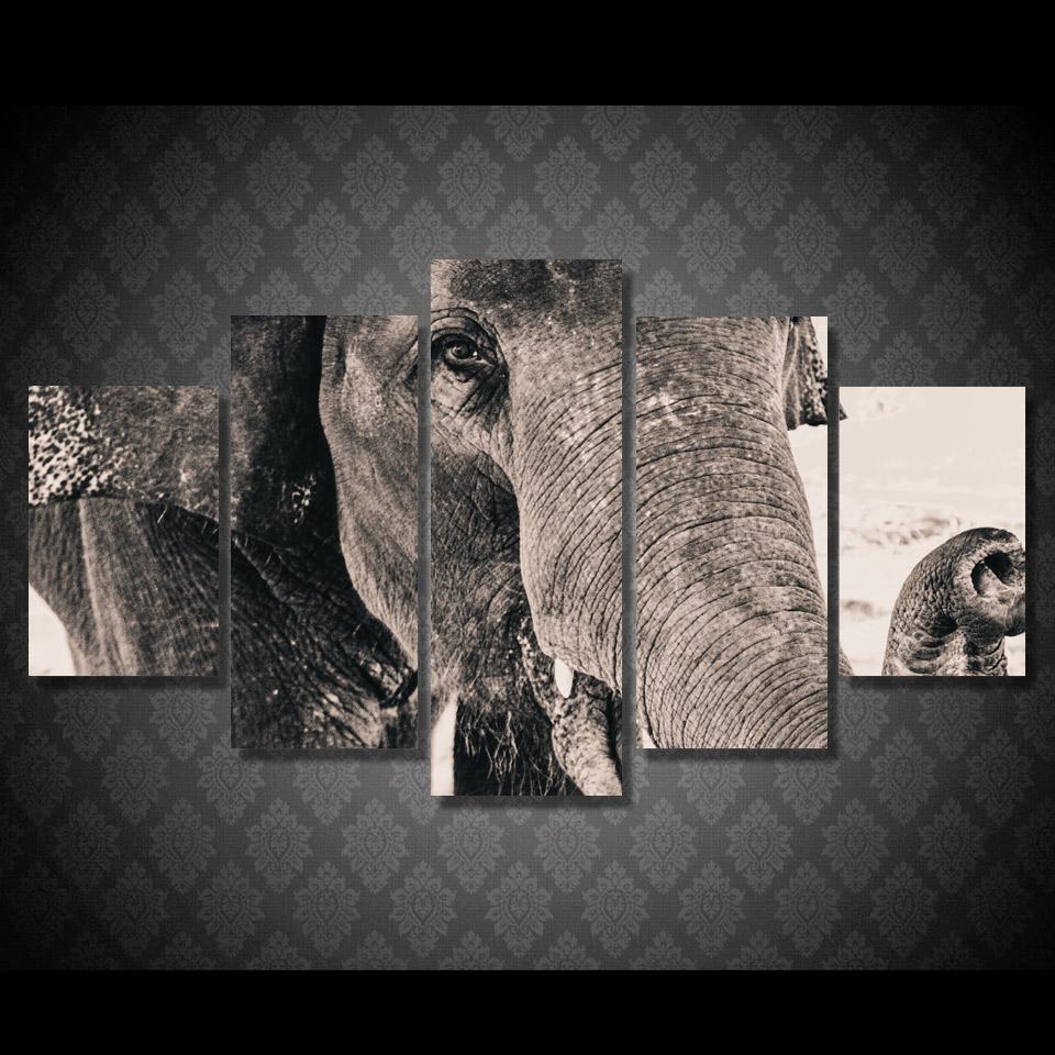 elephant side face - Animal 5 Panel Canvas Art Wall Decor elephant side face - Animal 5 Panel Canvas Art Wall Decor