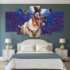 elk deer 01 - Animal 5 Panel Canvas Art Wall Decor