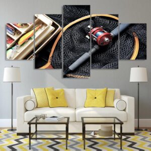 fishing tools 01 - Fishing 5 Panel Canvas Art Wall Decor