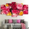 flower Pink 02 - Nature 5 Panel Canvas Art Wall Decor